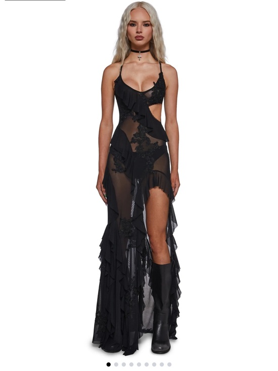 Dolls Kill Dresses & Skirts - Viral sold out Dolls Kill Rebel Mon Amour sheer black maxi festival dress